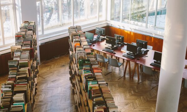 a library and computer room